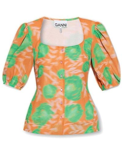 Ganni Top With Short Sleeves - White