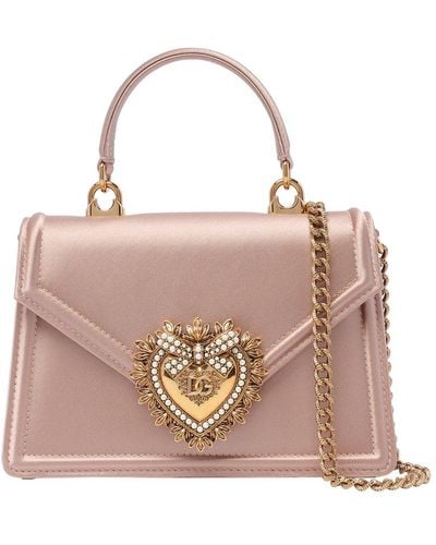 Dolce & Gabbana Foldover Top Small Satin Devotion Bag - Pink