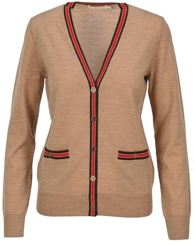 Tory Burch Madeline Colour Block Cardigan - Natural