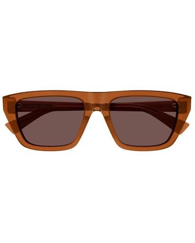 Bottega Veneta Rectangle Frame Sunglasses - Brown