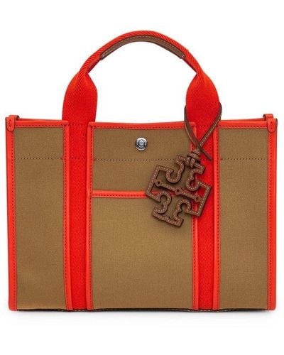 Tory Burch Twill Small Tote Bag - Red