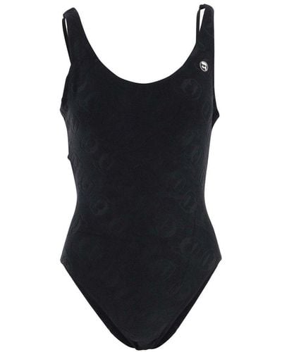 Karl Lagerfeld One Piece Swimsuit With Logo - Black