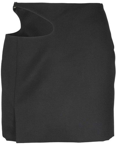 Low Classic Curved Cut-out Mini Skirt - Black