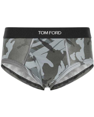 Tom Ford Camouflage Logo Waistband Boxer Briefs - Grey