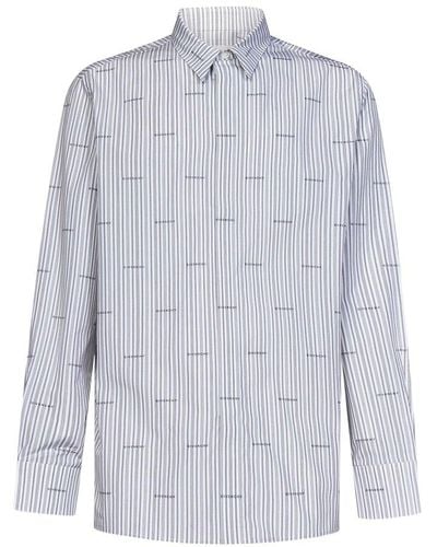 Givenchy Allover Logo Printed Striped Shirt - Blue