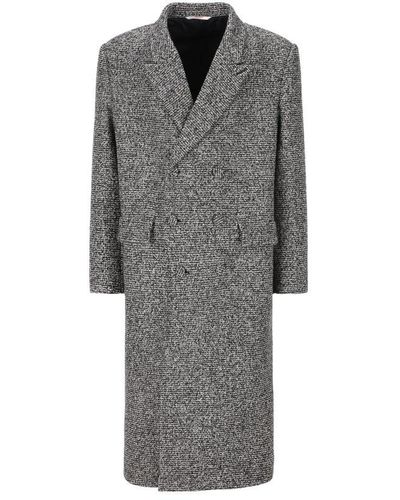 Valentino Double-breasted Long-sleeved Coat - Grey