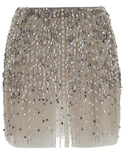 Elisabetta Franchi Embellished Straight Hem Mini Skirt - Grey