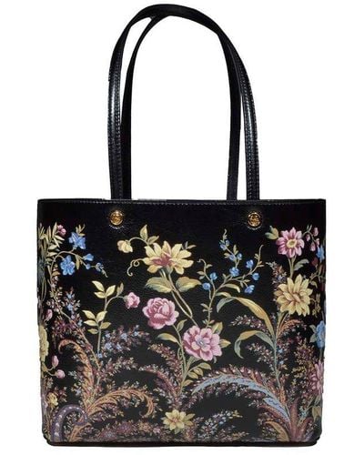 Etro Large Essential Floral-printed Top Handle Bag - Black