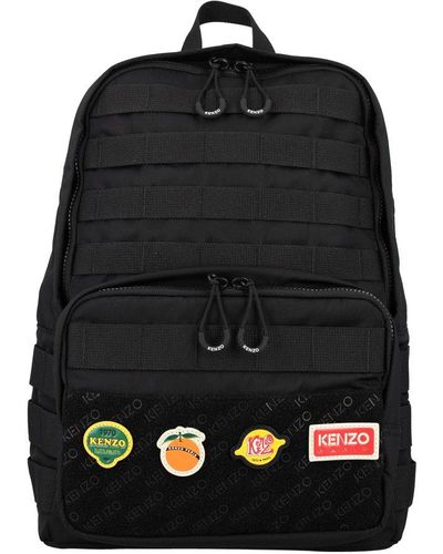 KENZO Jungle Logo Patch Zip-up Backpack - Black