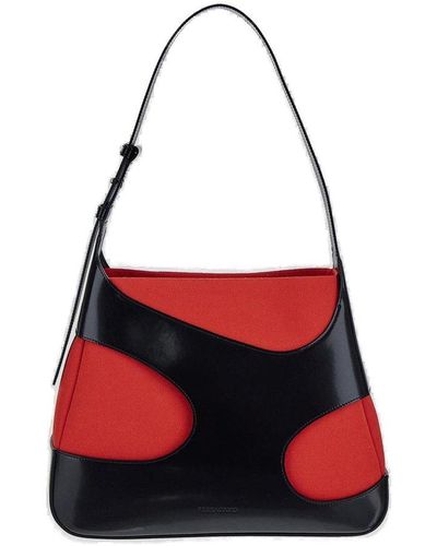 Ferragamo Cut-out Medium Leather Shoulder Bag - Red