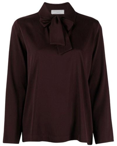 Societe Anonyme Bow-detailed Pleated Blouse - Brown