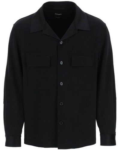 Zegna Long Sleeved Buttoned Shirt - Black