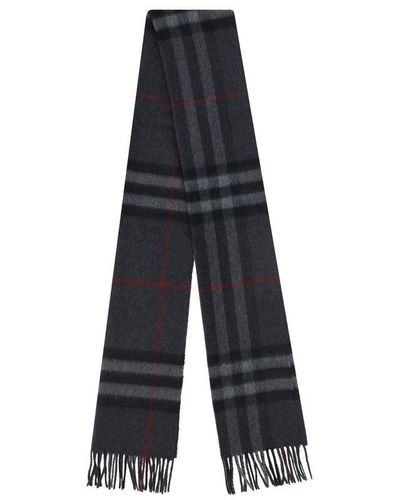 Burberry Checked Fringed-edge Scarf - White