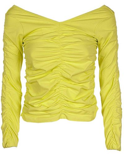 Helmut Lang Ruched Vneck Seamless - Yellow