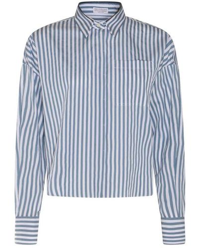 Brunello Cucinelli And Cotton Shirt - Blue