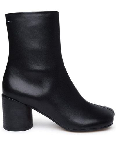 MM6 by Maison Martin Margiela Side Zipped Ankle Boots - Black