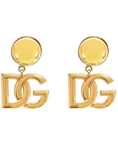 Dolce & Gabbana -tone Oversized Logo Clip-on Earrings - Yellow