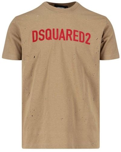 DSquared² Logo Printed Crewneck T-shirt - Natural