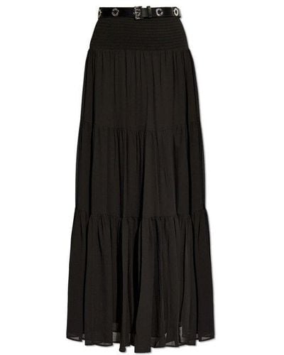 MICHAEL Michael Kors Belted Pleated Maxi Skirt - Black
