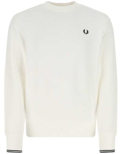 Fred Perry Logo-embroidered Crewneck Sweatshirt - White