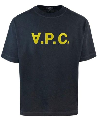A.P.C. Logo Printed Crewneck T-shirt - Blue
