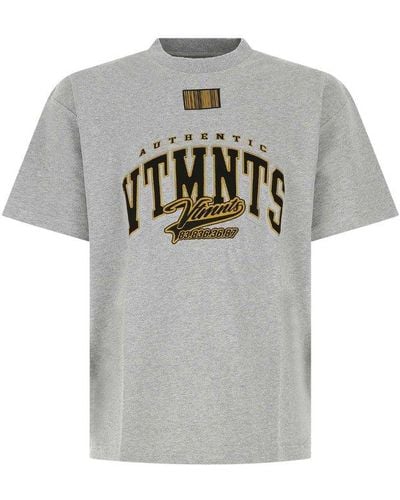 VTMNTS Logo Embroidered Crewneck T-shirt - Grey