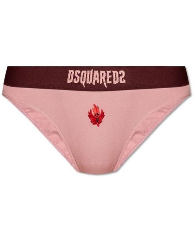 DSquared² Logo-embroidered Briefs - Pink