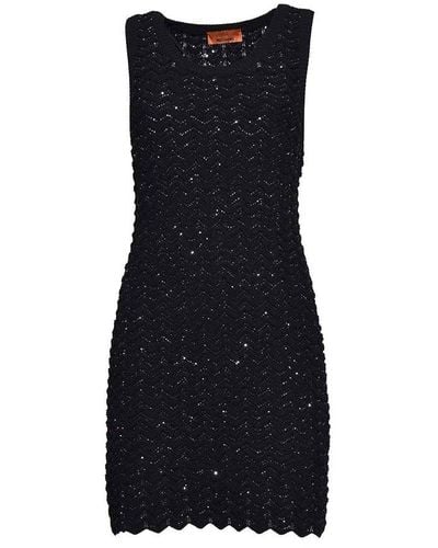 Missoni Embellished Sleeveless Knitted Mini Dress - Black