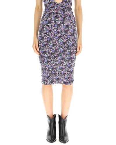 Isabel Marant Allover Floral Printed High Waist Midi Skirt - Multicolour