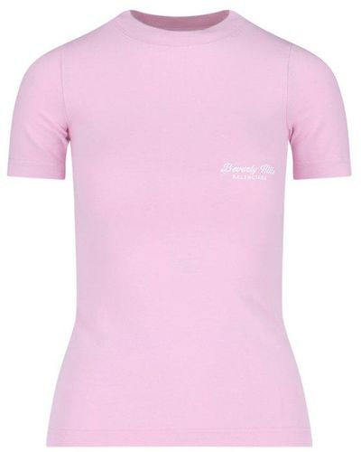 Balenciaga Beverly Hills Fitted T-shirt - Pink