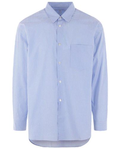 Comme des Garçons Vertical-stripe Buttoned Shirt - Blue