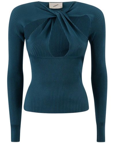 Coperni Twisted Cut-Out Knit Top - Blue