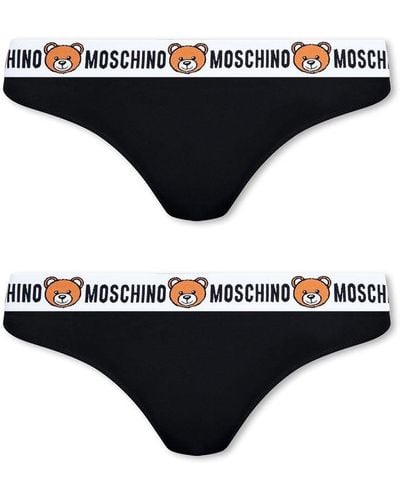 Moschino Branded Thong 2-Pack - Black