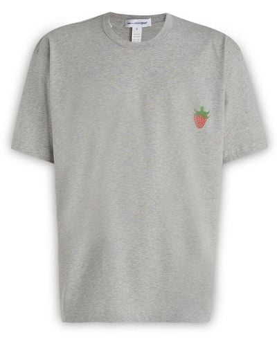 Comme des Garçons Strawberry Logo Plain T-shirt - Gray