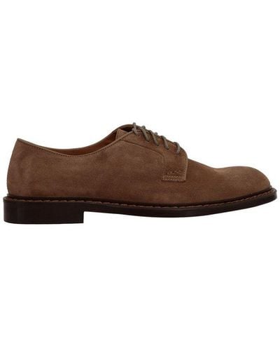 Doucal's Round Toe Lace-up Derby Shoes - Brown