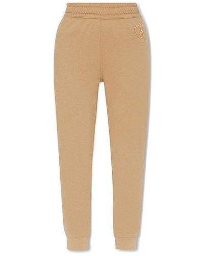 Burberry Logo Embroidered Sweatpants - Natural