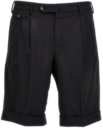 PT Torino Pleated Bermuda Shorts - Black