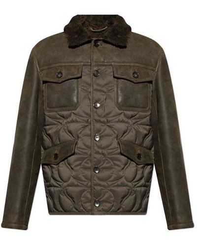 Etro Jacket With Fur Collar, - Green