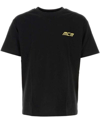 MCM Logo Printed Crewneck T-shirt - Black