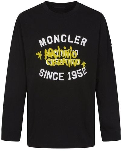 3 MONCLER GRENOBLE Logo Printed Long Sleeved T-shirt - Black