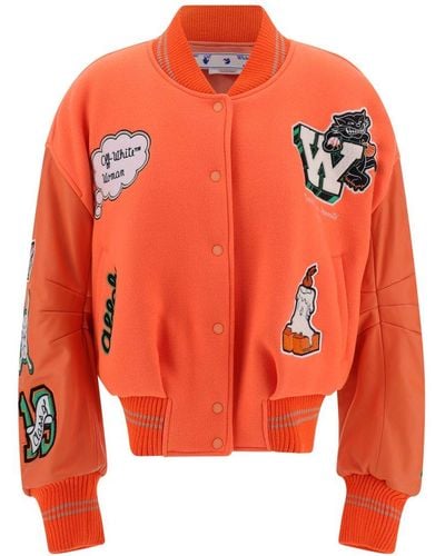 Off-White c/o Virgil Abloh Varsity Patch Jacket - Orange
