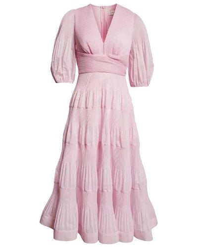 Zimmermann Pleated Midi Dress - Pink