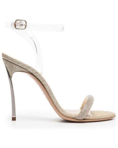Casadei Glittered High-heeled Sandals - White