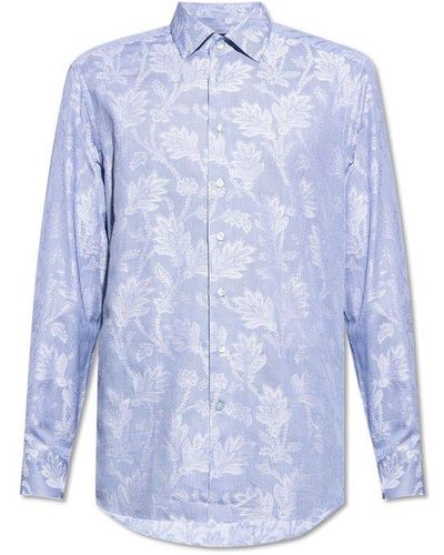 Etro Graphic Printed Long-sleeved Shirt - Blue