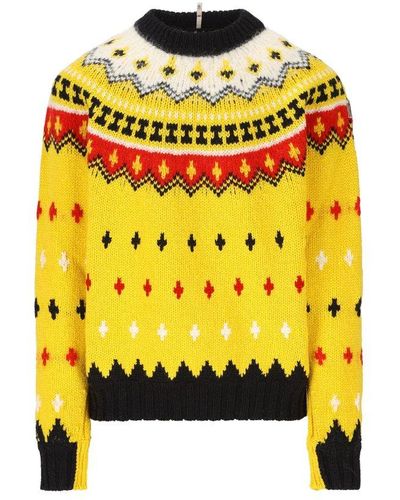 3 MONCLER GRENOBLE Wool & Alpaca-blend Crewneck Sweater - Yellow