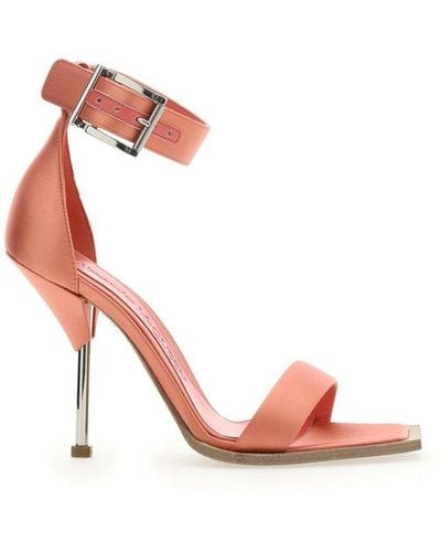 Alexander McQueen Sculpted Heeled Satin Sandals - Pink