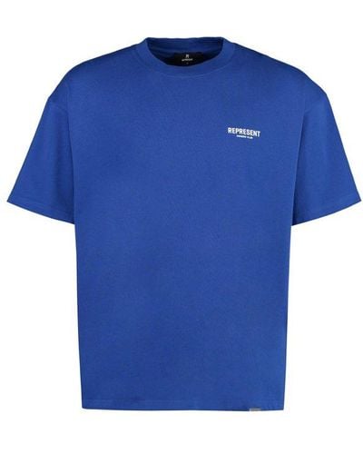 Represent Owners Club Logo Printed Crewneck T-shirt - Blue