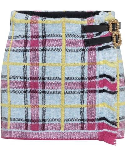 Cormio Tracy Tartan Motif Knit Mini Skirt - Multicolor