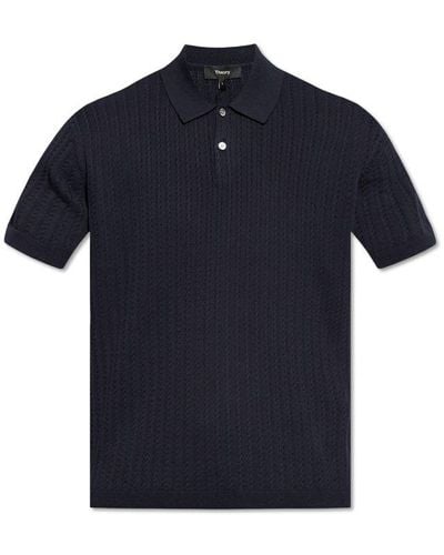 Theory Knitted Polo, - Blue