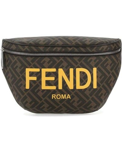 Fendi Monogram Logo Detailed Belt Bag - Black